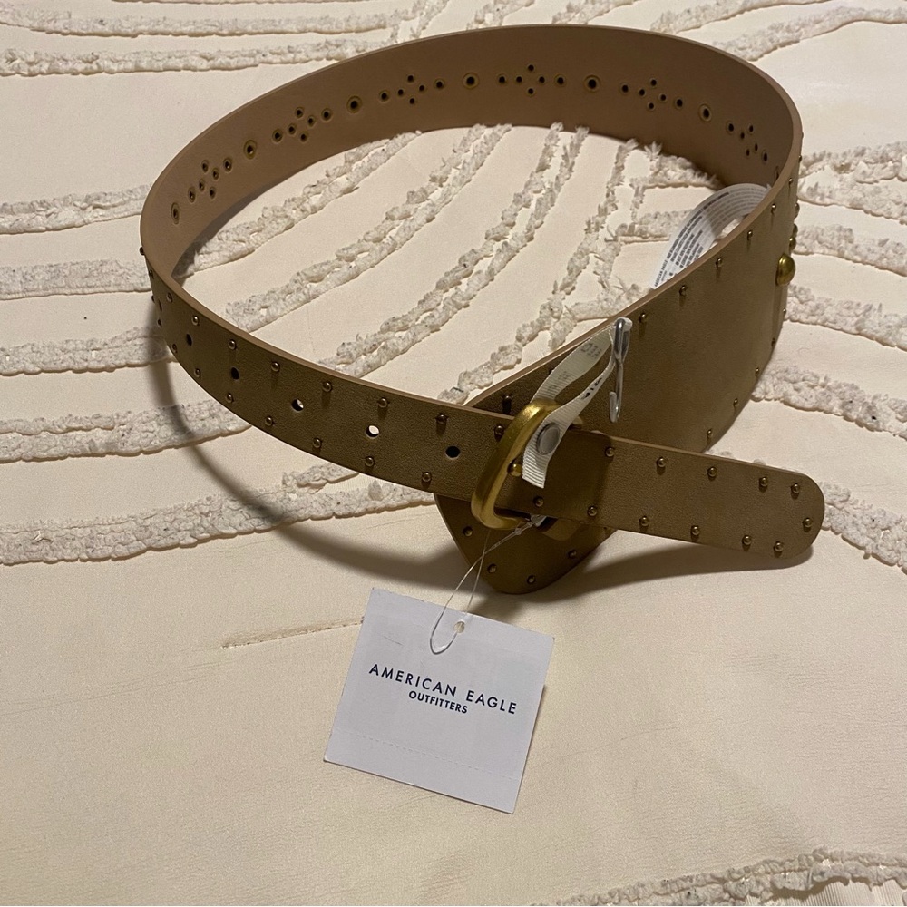 American Eagle Outfitters Tan Studded Waist Belt with Gold Hardware - Picture 7 of 8